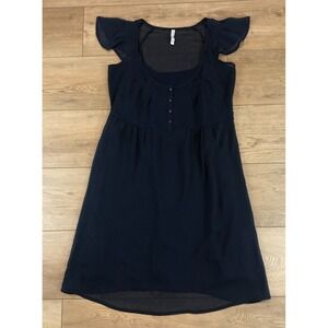 Old Navy Shift Dress Women's‎ Small Ruffle Sleeve Cottagecore Navy Blue Chiffon